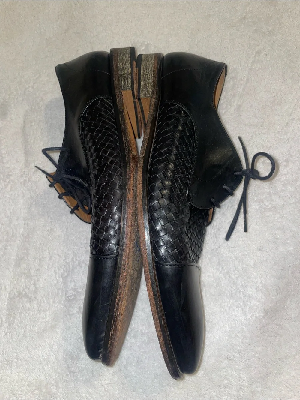 Taft Men's Lucca Black Woven Cap-Toe Derby Oxford Dress Shoes